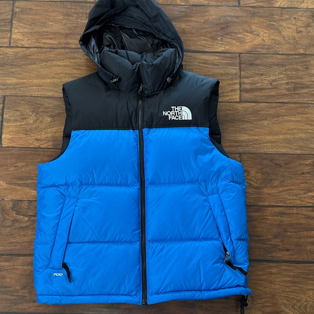 The North Face Black and Blue Hooded Vest